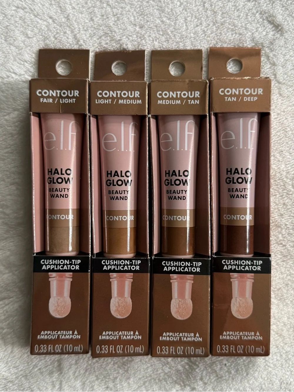 ELF Halo Glow Cream Blush, Contour & Highlighter Trio - Brown, Pink, Gold